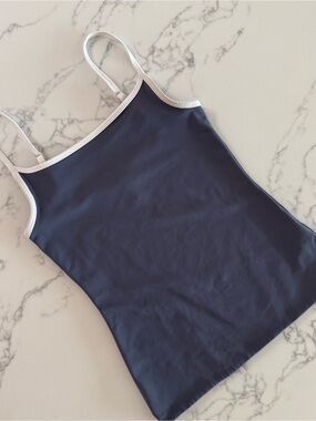 Aritzia Contour Swoop Cami Tank - Slate Blue / White - Size Small